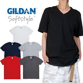 Vネック 半袖Tシャツ メンズ 無地 ギルダン GILDAN 無地T半袖T 綿100% 4.5oz ソフトスタイル 大きいサイズ ホワイト 白 ブラック 黒 ネイビー hiphop【ネコポス対応】