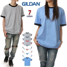 【送料無料】 半袖Tシャツ ギルダン GILDAN メンズ レディース Tシャツ 無地 半袖T リンガーTシャツ 大きいサイズ ブラック グレー ネイビー ホワイト 5.3オンス コットン かわいい カジュアル