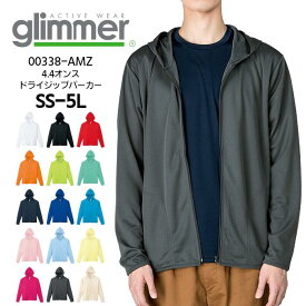 グリマー パーカー 長袖Tシャツ メンズ レディース ドライ glimmer 無地 吸水速乾性 ドライ 薄手 ジップパーカー トレーニング ブラック ホワイト レッド ブルー グリーン イエロー オレンジ ピンク UVカット 00338