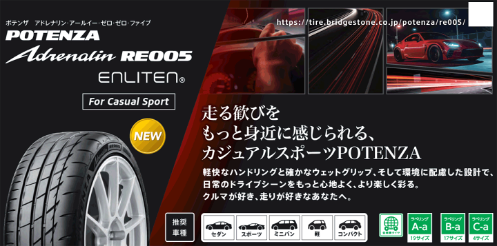 楽天市場】【タイムセール】RE005 4本セット BRIDGESTONE TIRE POTENZA