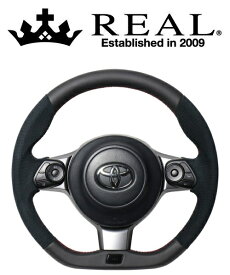 REAL STEERING オリジナルシリーズ エンブレムタイプトヨタ ハリアー GRスポーツ ZSU60W/ZSU65W/ASU65W用 カラー：ブラックレザー&ブラックウルトラスエード(レッド×ブラックユーロステッチ)(GRM-ALC-RD)【ハンドル】【自動車パーツ】レアル ステアリング