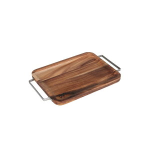 y AJVA gC S z AJVA gC EBY ^ nh ACACIA TRAY WITH METAL HANDLE