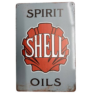 �y �V�F�� �z SHELL SPIRIT OILS Sign Plate �e�B�� �u���L�Ŕ�