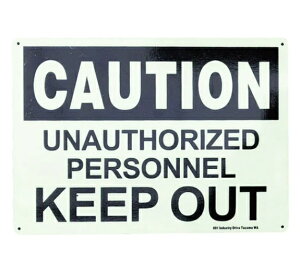 y R[VEL[vAEg zCAUTION KEEP OUT SECURITY SIGN SQUARE GLOW A~TCv[g GLOW in the DARK
