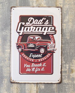 y _bY K[W z DAD'S GARAGE Antique Metal Embossed Sign AeB[N ^ G{X v[g