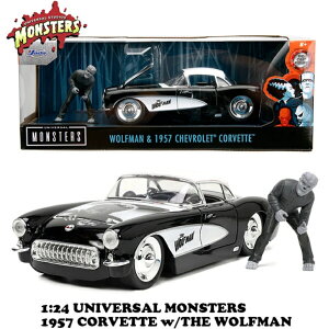 y Et} z 1:24 Universal Monsters 1957 Corvette w / The WolfMan Rxbg JADA TOYS