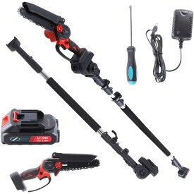 チェーンソー 高枝チェーンソー 延長ポール 1in2 電動 2点セット 最長2.3m バッテリー付 充電器 (6インチ)