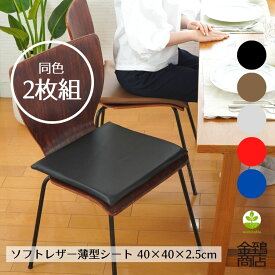 【SP-SALE割引商品 P5倍】座面クッション 40x40x2.5cm 2枚セット 業務用 合皮 PVCレザー 居酒屋 座敷 オフィス コラム 薄型 中身セット 選べる4色 介護 車椅子 まとめ買い お手入れ簡単 無地 座布団