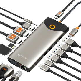 送料無料 NOVOO USB C ハブ ドッキングステーション 15in1 4K HDMI VGA USB3.0 USB2.0 SD TF PD100W 急速充電 有線LAN RJ45 3画面表示 iPhone16 MacBook Windows ノートパソコン 正規品