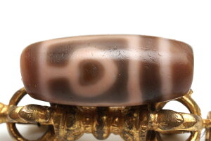 老礦天珠 紅朱砂 菩提天珠 約29mm×12mm 【メール便不可】【z】