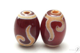 紅玉髄　金銭釣天珠　約14mm×10mm【メール便可】 z