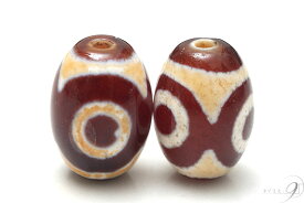 紅玉髄　虎牙三眼天珠　約14mm×10mm【メール便可】【z】