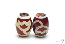 エントリーで【ポイント10倍】企画開催中♪ 紅玉髄　水蓮花天珠　約14mm×10mm【メール便可】