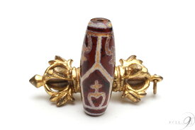 紅玉髄　亀甲宝瓶天珠　約30mm×11mm　【メール便不可】【z】