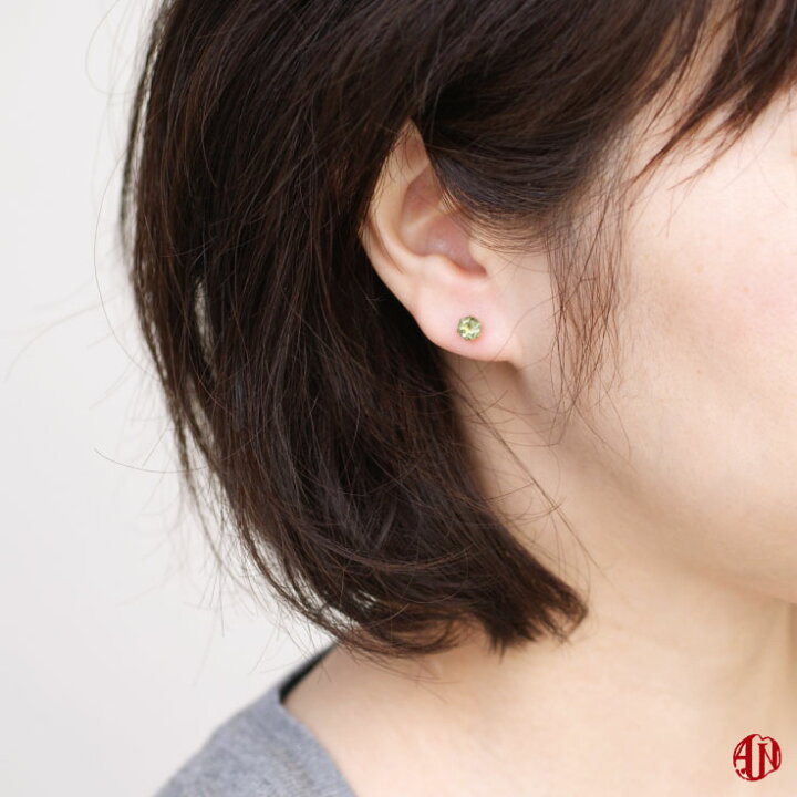 楽天市場】【A.UN jewelry】 モルダバイト ピアス *K18* ≪直径5mm 