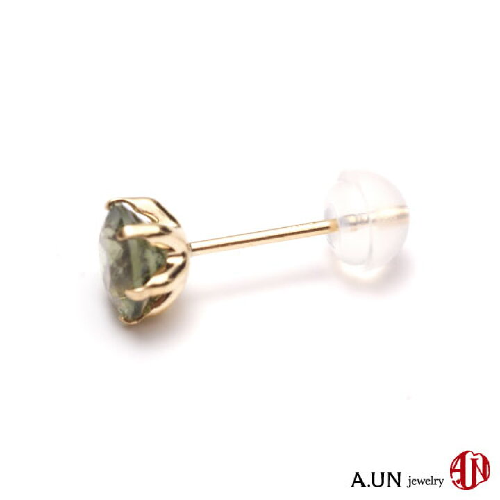 楽天市場】【A.UN jewelry】 モルダバイト ピアス *K18* ≪直径5mm 
