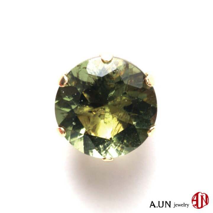 楽天市場】【A.UN jewelry】 モルダバイト ピアス *K18* ≪直径6mm 
