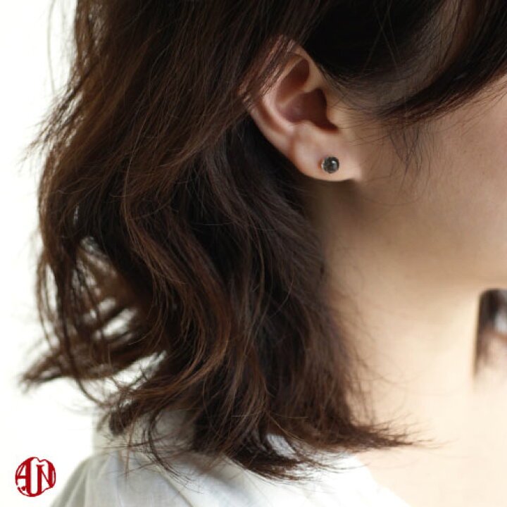 楽天市場】【A.UN jewelry】 ブラックルチルクォーツ ピアス 《直径約 