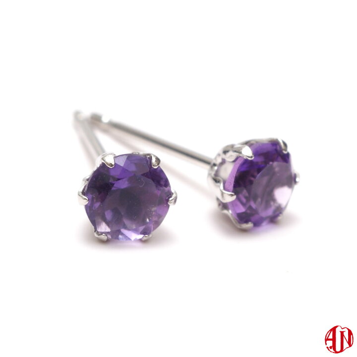 楽天市場】【A.UN jewelry】 アメジスト ピアス Pt900 スタッドピアス 