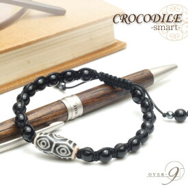 【CROCODILE -smart- 黒竜紋 龍眼天珠 ブレスレット】【メール便可】 金運 パワーストーン 天然石 天珠ブレス