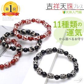 NEW☆吉祥天珠ブレスレット 約12mm×8mm【メール便可】天珠を重ねてパワーアップ♪11種類の運気から選べるお守り / 天珠 パワーストーン オニキス カーネリアン / 天珠のお試し 天珠入門編 /