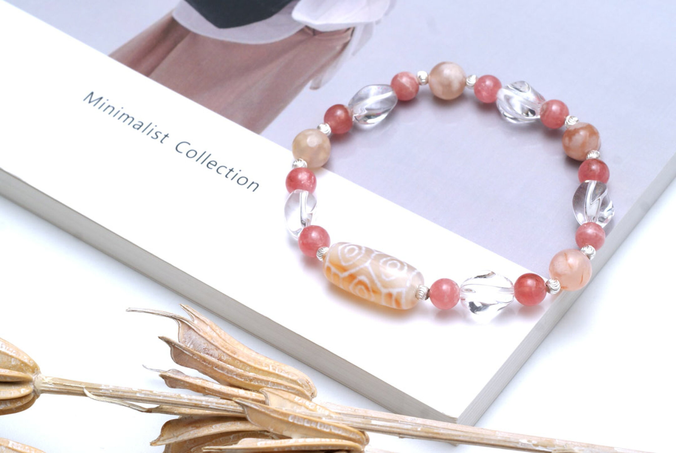 ＞＞＞オレンジ龍眼天珠とインカローズの春待ちブレス（1/2）