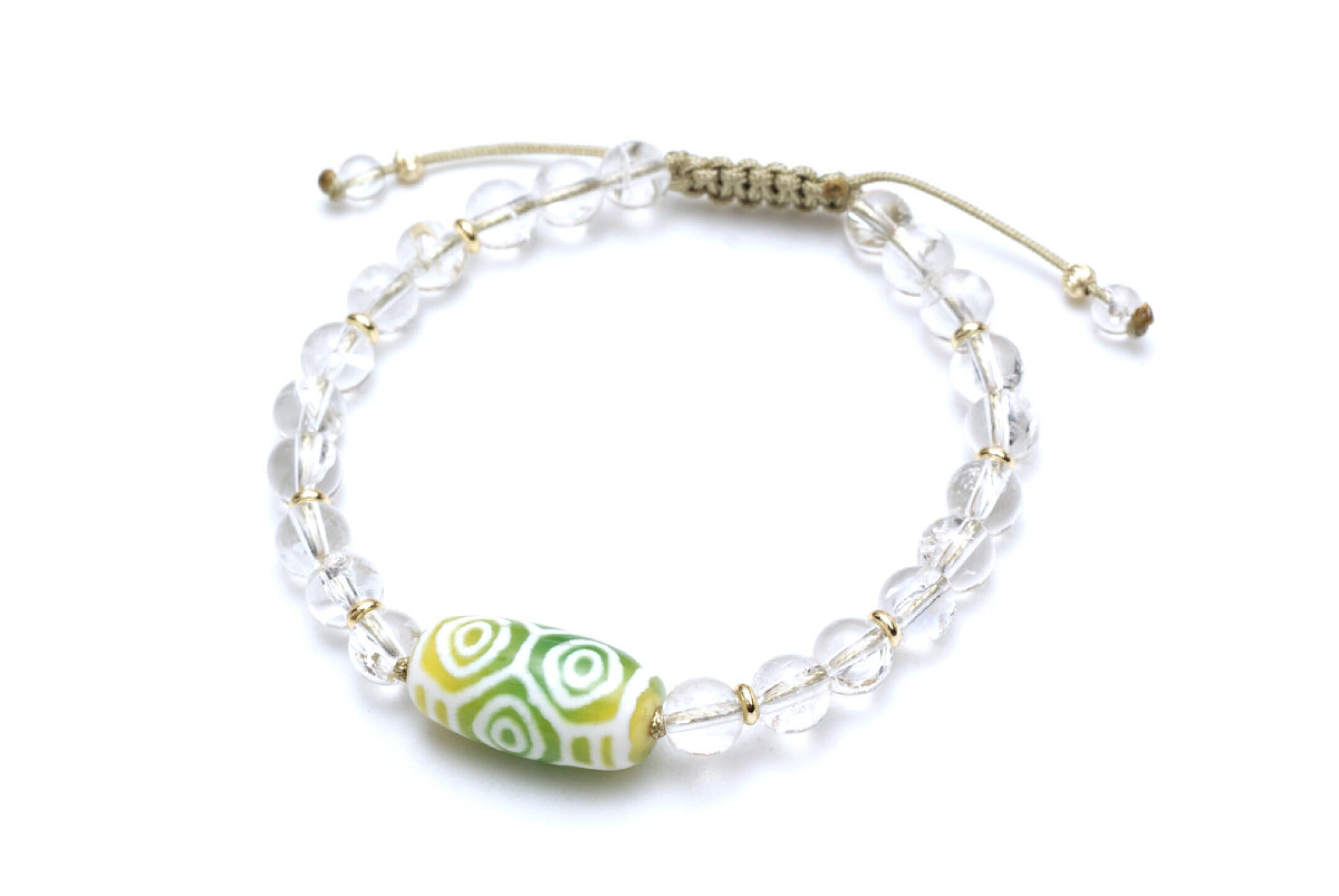 ＜＜＜雨上がりのレインボー黄緑バイカラー龍眼天珠（2/2）