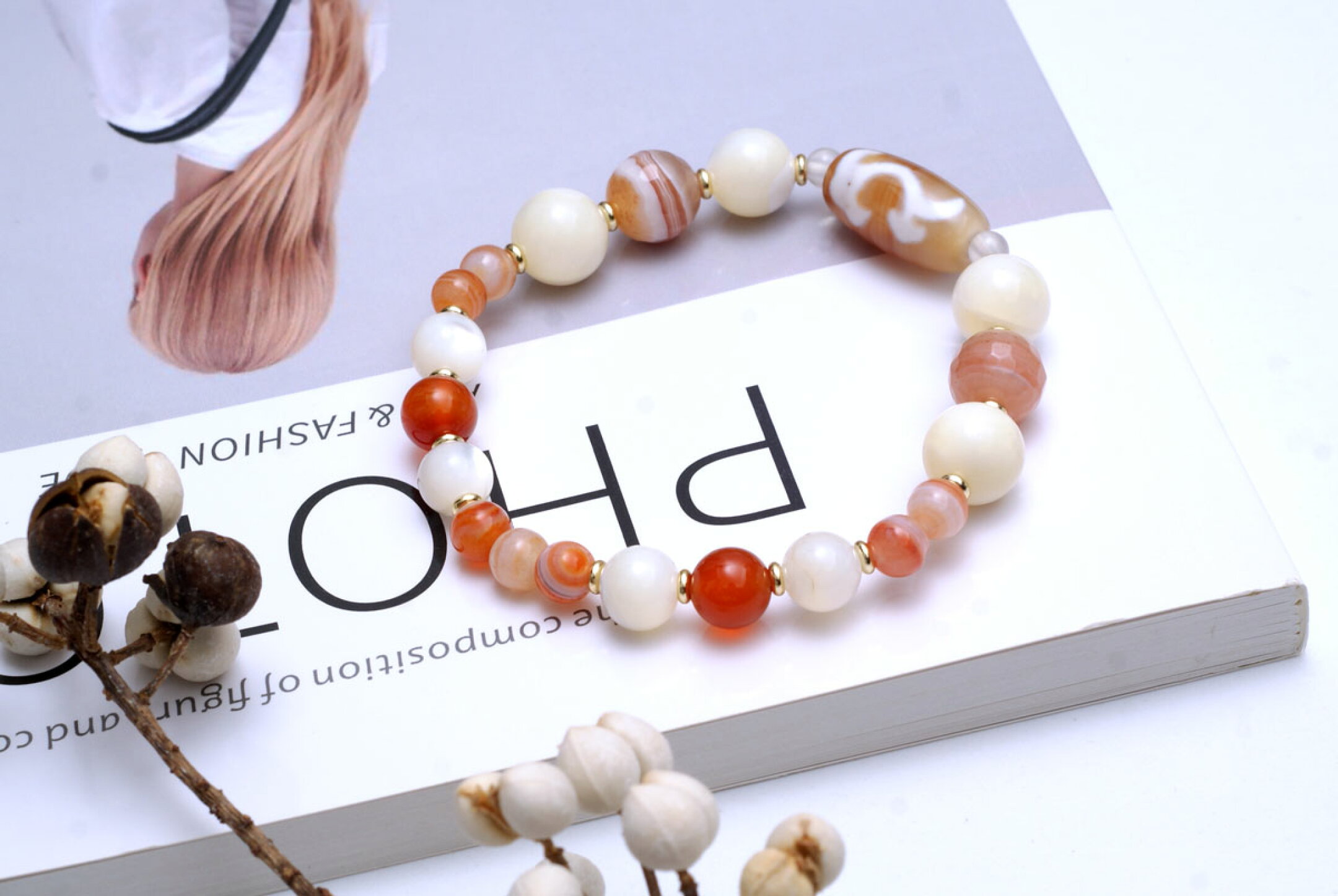 ＞＞＞優しく強く自分らしく。オレンジ如意天珠ブレス（1/2）