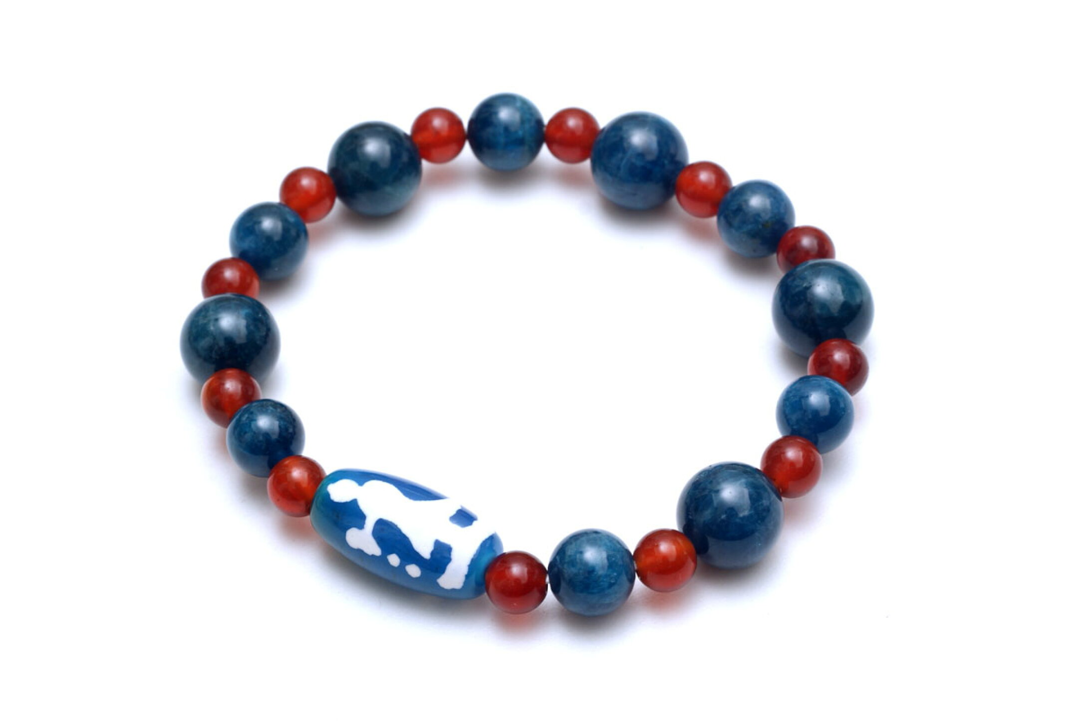 ＜＜＜双観音天珠×朱砂老礦石アパタイト個性派ブレス（2/2）