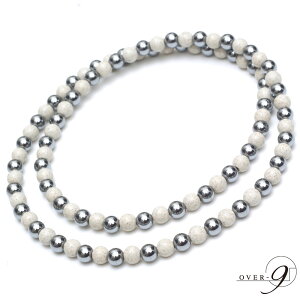 OVER-9 テラヘルツ鉱石 × 北投石 着脱容易 ゴム ネックレス【6mm 首周り約60cm】公的機関検査済み 本物 高純度99.9% 健康 ジュエリー チョーカー パワーストーン 天然石 【メール便可】