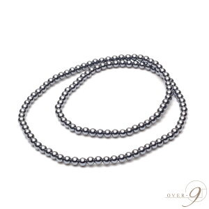 OVER-9 テラヘルツ鉱石 着脱容易 ゴム ネックレス 4mm 首周り約50cm 丸玉 公的機関検査済み 本物 高純度99.9% 健康 ジュエリー チョーカー パワーストーン 天然石 【メール便可】
