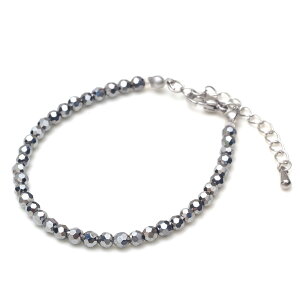 OVER-9 テラヘルツ鉱石 ブレスレット 4mm チェーン 公的機関検査済み 本物 高純度99.9% 健康 ジュエリー パワーストーン 天然石 2種類 選べる スピネルカット ダイヤモンドカット【メール便可】