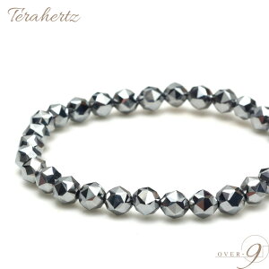 OVER-9 テラヘルツ鉱石 ブレスレット 6mm スターカット 公的機関検査済み 本物 高純度99.9% 健康 ジュエリー パワーストーン 天然石【メール便送料無料】