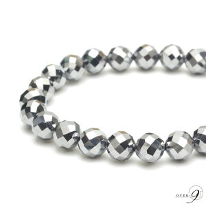 OVER-9 テラヘルツ鉱石 ブレスレット ダイヤモンドカット 8mm 公的機関検査済み 本物 高純度99.9% 健康 ジュエリー パワーストーン 天然石 【メール便送料無料】