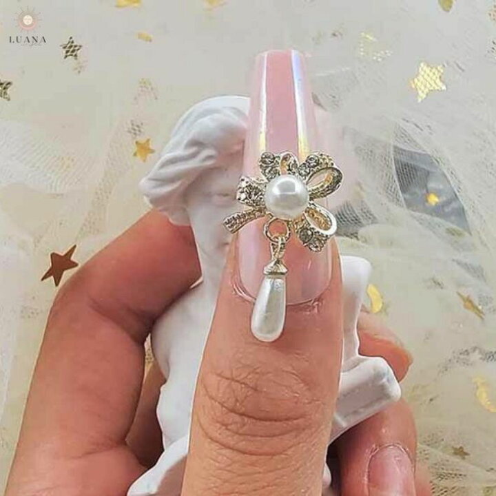 楽天市場】ポイント5倍ネイルパーツ パール チャーム 2個 キラキラ 花 ネイルオンジュエリー[28]お花型揺れるパールネイルパーツ♪