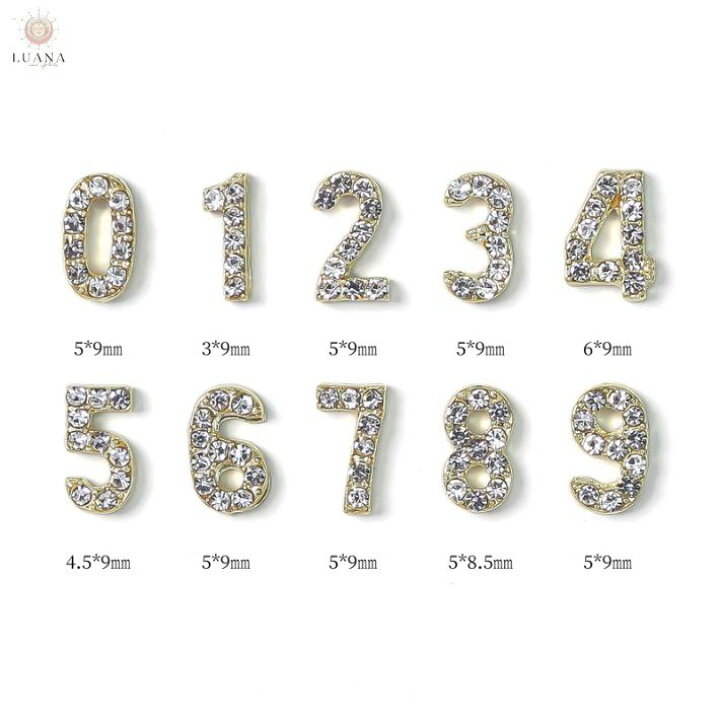 楽天市場】ポイント5倍ネイルパーツ 数字 2個 ゴールド シルバー 