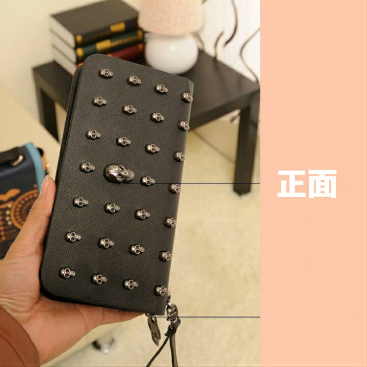 【クーポン配布中】ドクロ型 財布 長財布 スカル サイフ レディース メンズ財布 レディース スカルスタッズ 合成皮革 ロングウォレット ウォレット 長財布 小銭入れ カード カード収納 ブラック スカルスタッズ スタッズ ビジュアル系 ポーチ おしゃれ fff ... メンズ 長財布 カードケース レディース ドクロ 黒 財布