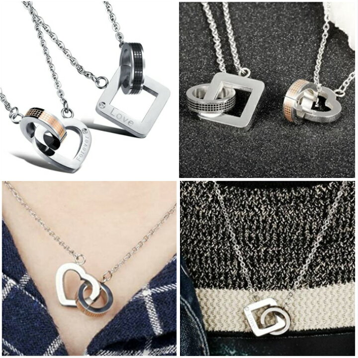 楽天市場 ペアネックレス 2本セット ペア ネックレス W リング シルバー アクセサリー カップル ジュエリー クリスマス お揃い ペアルック バレンタイン ホワイトデー プレゼント 大人 高校生 大学生 Jk メンズ レディース シンプル ペアルック 女性 男性 おそろい