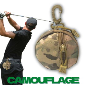 ゴルフ ボールポーチ 丸型 3個用 メンズ レディース ミリタリー ゴルフボール 機能性 ベルトポーチ カラビナ付き 軽量 防水 耐摩耗性 収納 ホルダー ティー マーカー ボールケース ボール入れ ラウンド ポーチ 小物入れ ポーチ 吊り下げ アウトドア スポーツ かっこいい