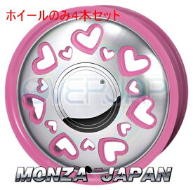 4本セット MONZA JAPAN K-QUTY ピンク/ポリッシュ (PI) 14インチ 4.5J 100 / 4 43 タントカスタム L360S