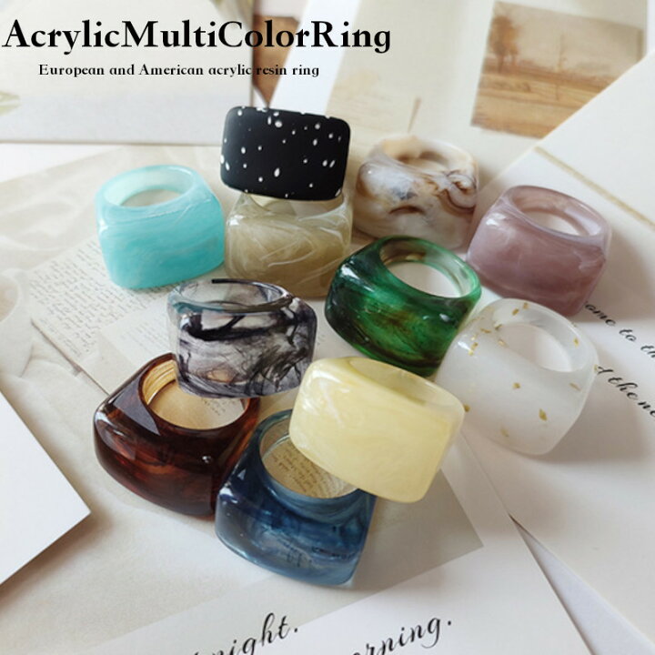 楽天市場】レディース リング レディースリング アクリルマルチカラー 