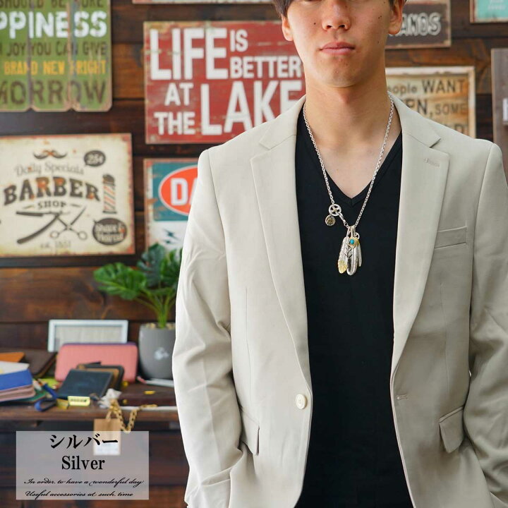 楽天市場】メンズ ネックレス ペンダント トリプルフェザーシルバー925  