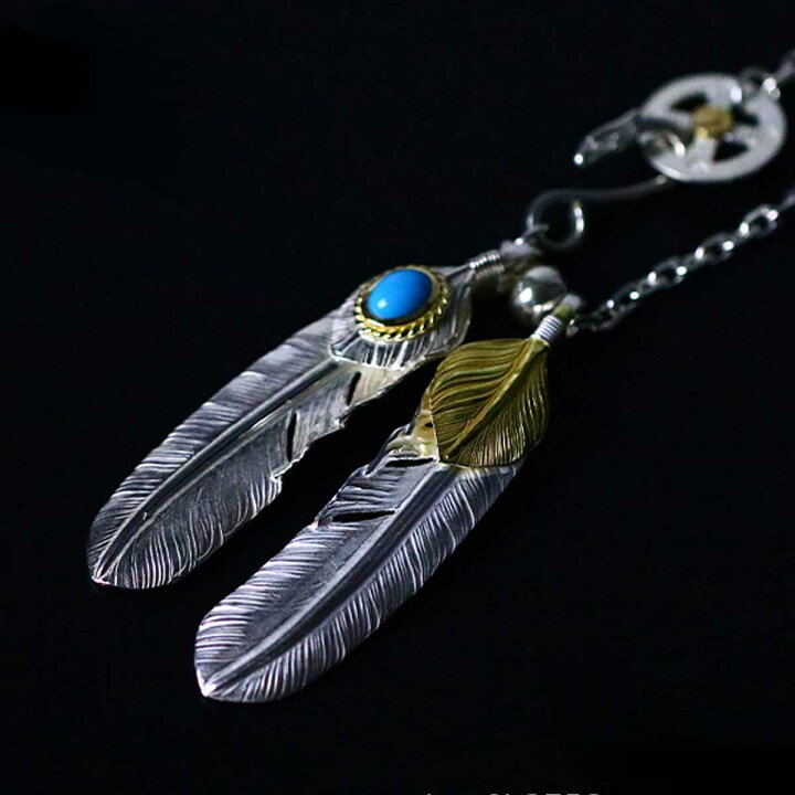 楽天市場】18金ハート特大フェザー上銀金縄TQ特大フェザーフェザー  