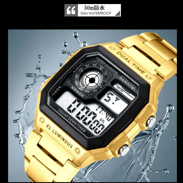 楽天市場 メンズウォッチ メンズ 時計 デュアルタイムデジタルウォッチ 腕時計 ブレスレット カジュアル腕時計 メンズ腕時計 シンプル ビジネス腕時計 デジタル Watch ビジネス ウォッチ 腕時計 シンプル カジュアル 仕事 40代 50代 60代 ラッピング対応あり オーバー