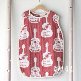 スリーパー キッズ ガーゼ ベビー ギター レッド 赤 スナップ付き 出産祝い 男の子 女の子 ギフト OVLOV オブラブ 日本製 綿 ガーゼ 楽器