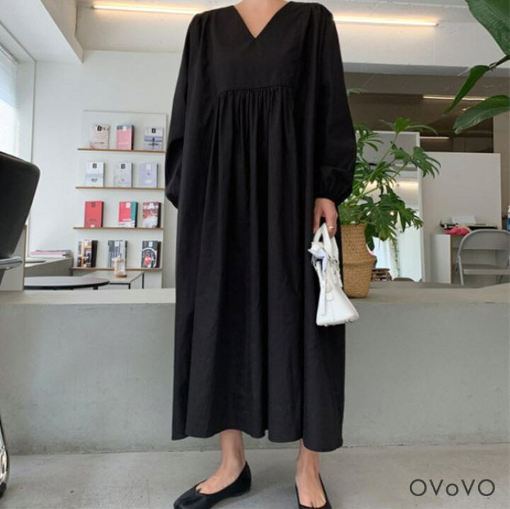楽天市場 Vネックリラックスロングワンピース ブラック ワンピース 長袖 ロングワンピース リネンワンピース ワンピース ロング マキシ A ライン ワンピ レディース ワンピース ナチュラル 長袖 リネン ルームウェア ゆるかわ ワンピース シャツワンピース 21aw 宅配便