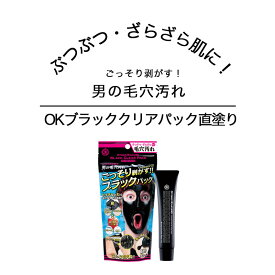 毛穴 パック クレイパック メンズ スキンケア OKブラッククリアパック直塗り 40g 男性向け パック 塗るタイプ 毛穴 黒ずみ ざらつき 吸着 角質 保湿 美肌 鼻 あご 眉間 つるつる モテ肌 肌 悩み 解消 黒ずみケア 毛穴汚れ 美容成分 メンズ フェイスケア