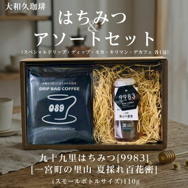 はちみつ＆アソートセット（スペシャルドリップ・ディップ・モカ・キリマン・デカフェ） 中深煎り 濃縮コーヒー 水素水 焙煎 珈琲 プレゼント 贈り物 ギフト まろやか 美味しい