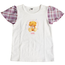 40%OFF SALE セール アナップキッズ 子供服 110-130cm ANAP KIDS 袖チェックくまTシャツ 半袖 ワッチャプリマジ!コラボ 2023SS 春夏 メール便OK キッズ 女の子 子ども服 423-2964 110cm/120cm/130cm kids