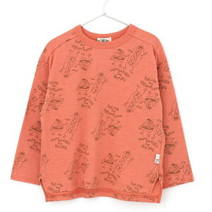 40%OFFセール SALE メイクユアデイ 子供服 ロンT 80cm-140cm MAKE YOUR DAY HUMBERGER&HOTDOG総柄長袖Tシャツ オレンジ 2024春夏 メール便OK 80cm/90cm/100cm/110cm/120cm/130cm/140cm 子ども服 ベビー キッズ baby kids 男女